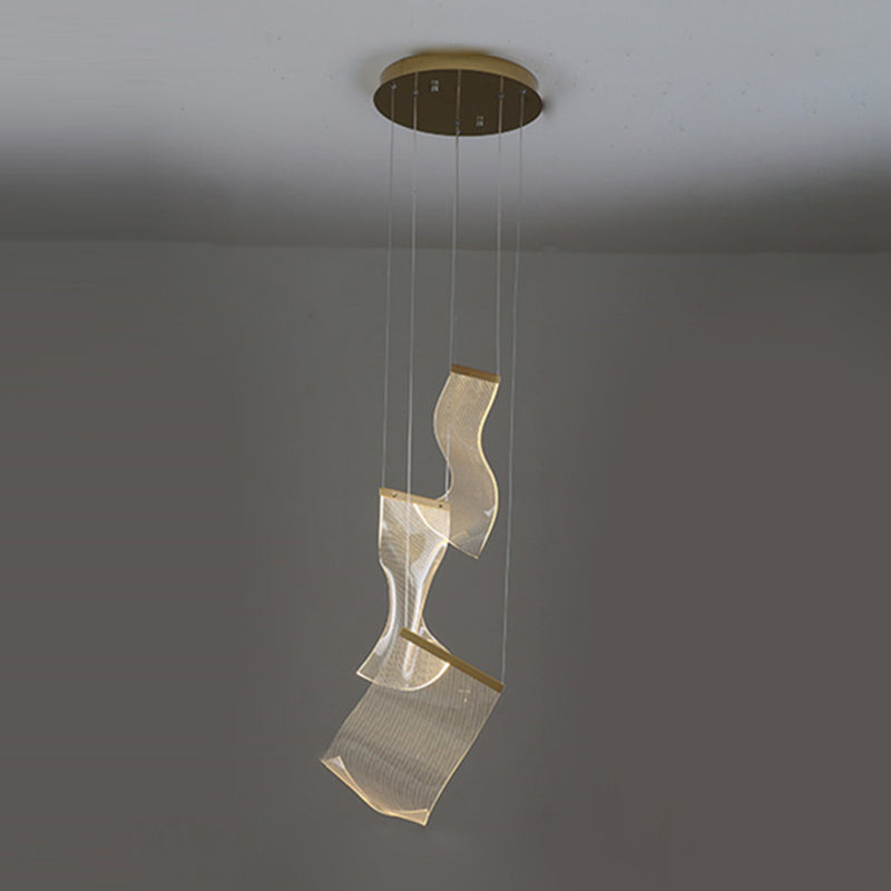 Paper Hanging Light Fixtures Modern Simple Acrylic Ceiling Pendant for Stairwell
