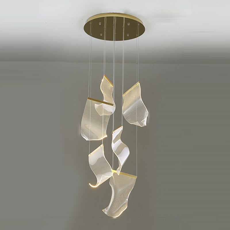 Paper Hanging Light Fixtures Modern Simple Acrylic Ceiling Pendant for Stairwell