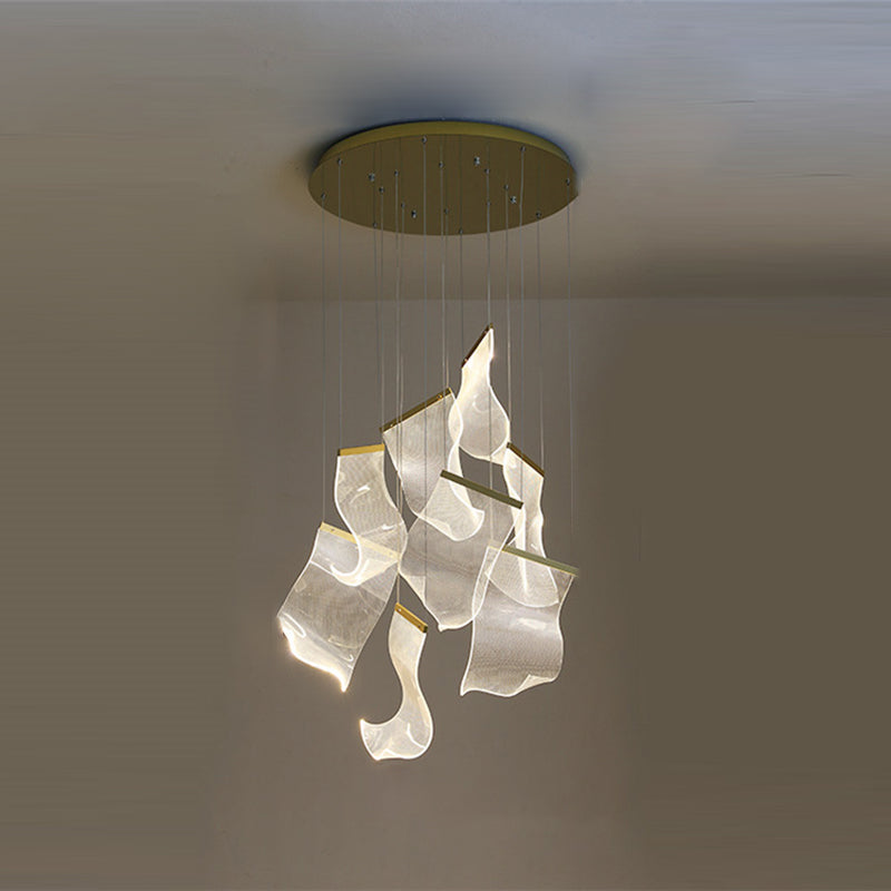 Paper Hanging Light Fixtures Modern Simple Acrylic Ceiling Pendant for Stairwell