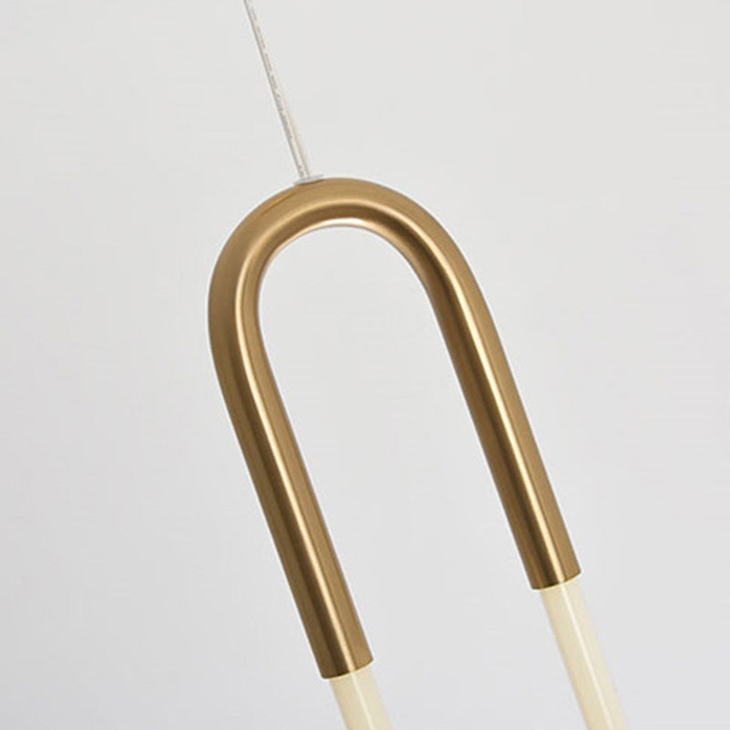 Metal Oblong Hanging Light Fixture Minimalist Style LED Gold Pendant Light Fixture