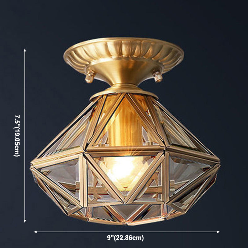 Ceiling Mount Light American Country Style Semi Flush Mount Ceiling Light for Aisle Corridor