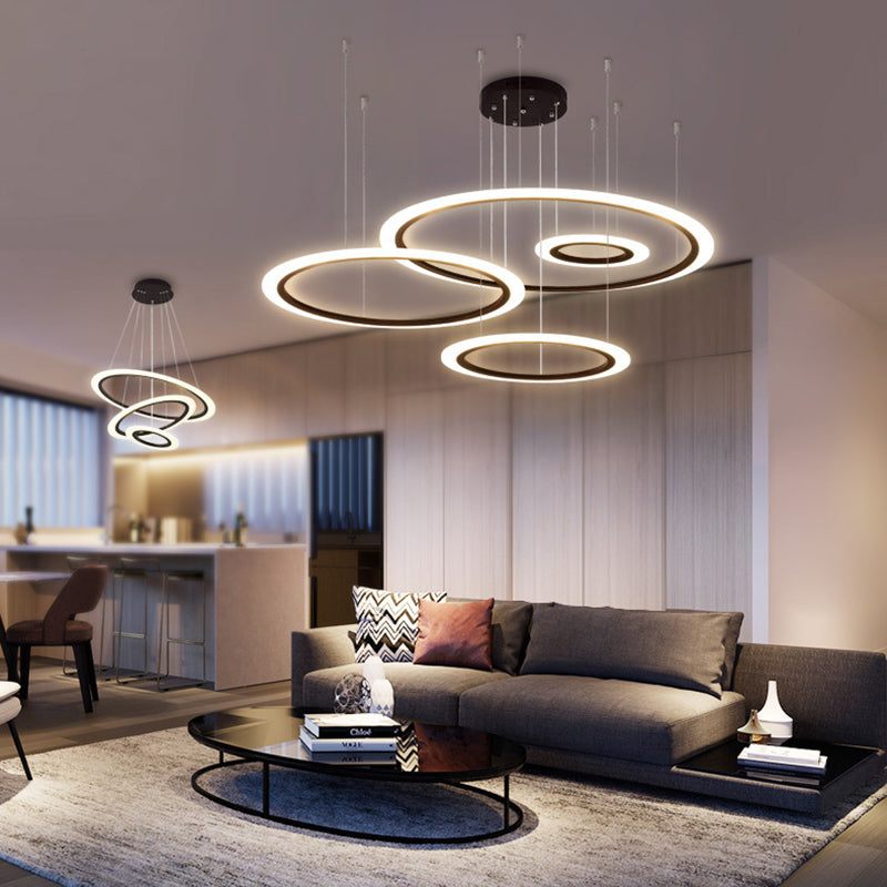 Modern Ring Chandelier Light Fixtures LED Hanging Chandelier for Restaurant
