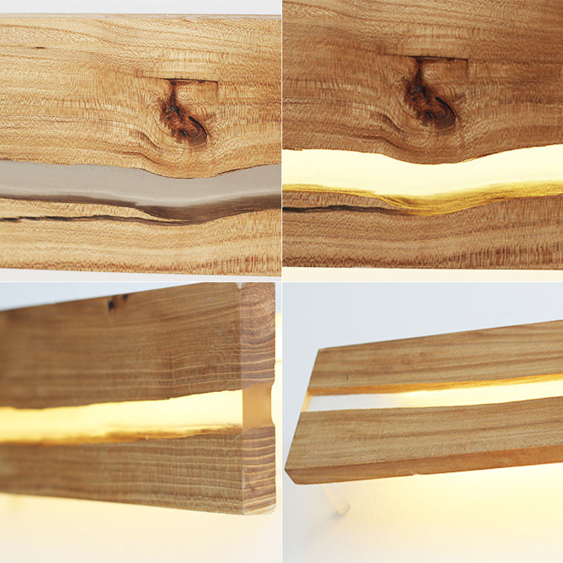 Wooden Bar Shaped Shelf Wall Light Nordic Style LED Wall Sconce for Living Room
