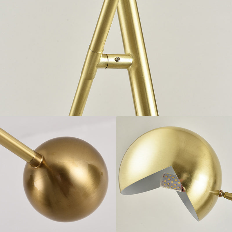 Postmodern 3-Light Chandelier Brass-White-Black Sputnik Hanging Light with Metal Shade