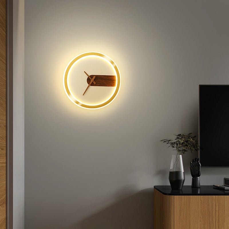 Orologio Nordic Wall Sconce Sconcetto ACRILICO LED LED LEGGIO con decorazione in legno