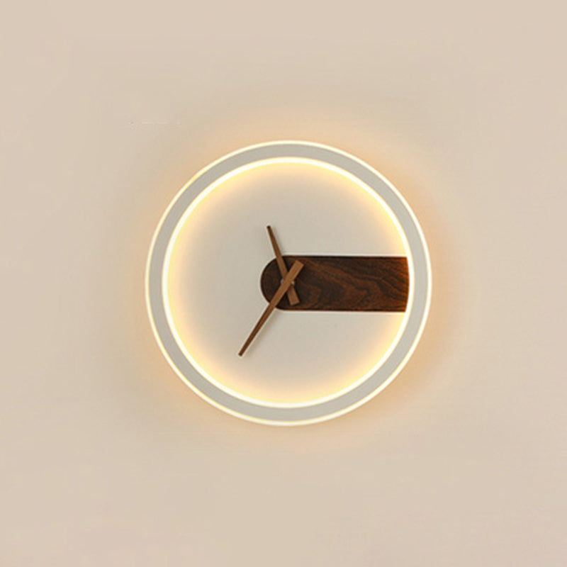 Orologio Nordic Wall Sconce Sconcetto ACRILICO LED LED LEGGIO con decorazione in legno
