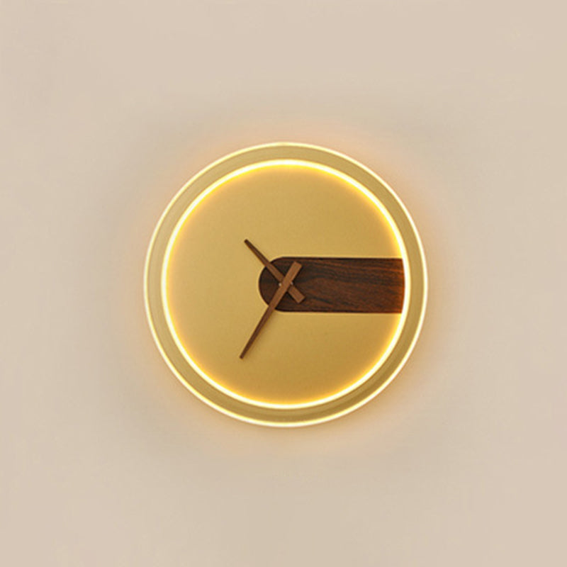 Orologio Nordic Wall Sconce Sconcetto ACRILICO LED LED LEGGIO con decorazione in legno