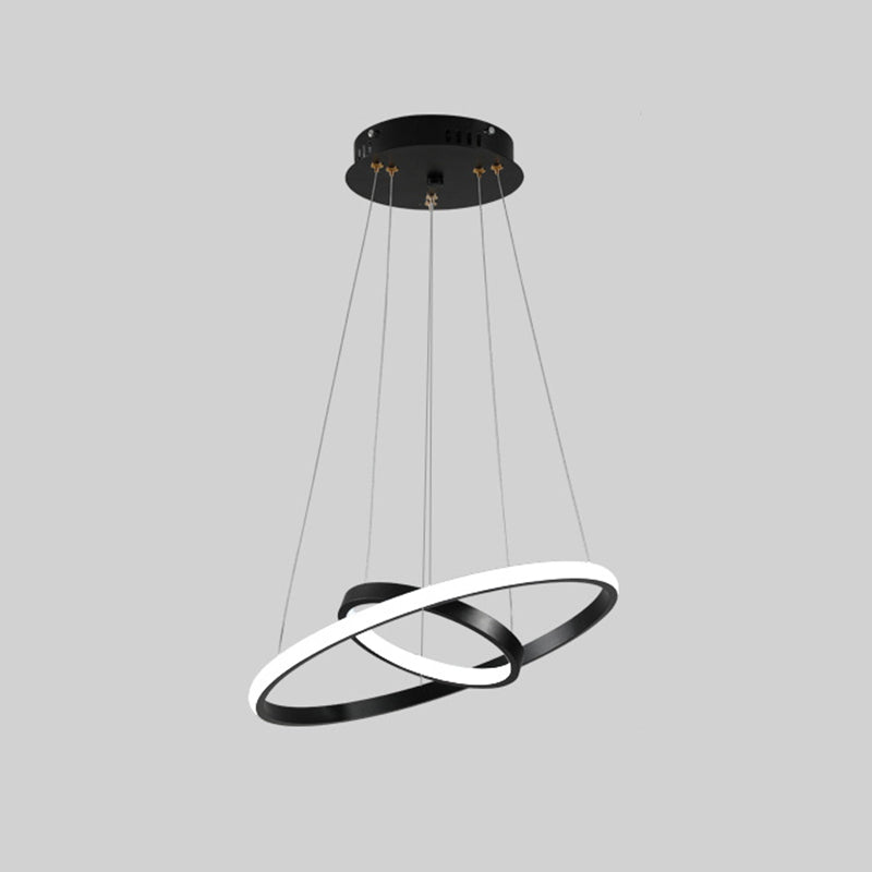 Orbicular Chandelier Lighting Fixtures Modern Black Hanging Chandelier with Silica Gel Shade
