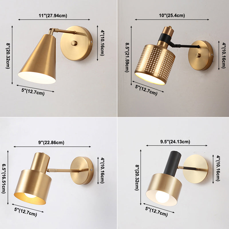 Postmodern Geometric Sconce Lighting Metallic 1 Head Bedroom Reading Wall Light in Brass