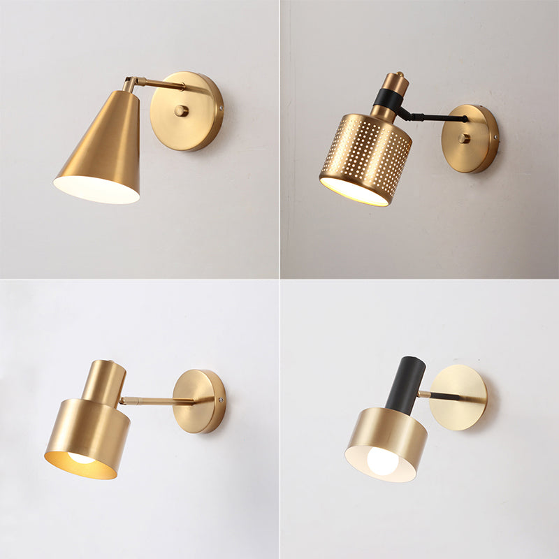Postmodern Geometric Sconce Lighting Metallic 1 Head Bedroom Reading Wall Light in Brass