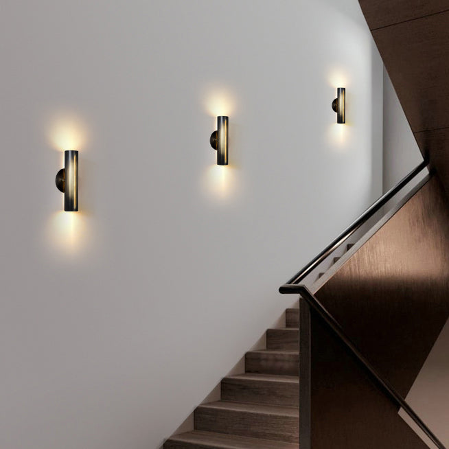 Buisvormige trapwand sconce licht metallic 2-bulb postmoderne wand gemonteerd lamp
