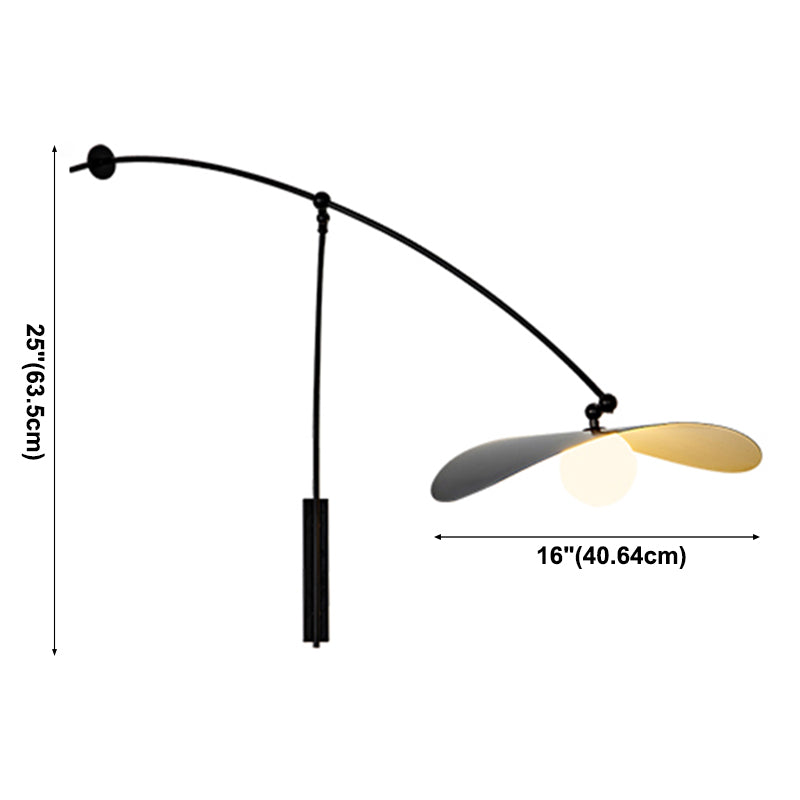 Postmodern Lotus Leaf Shaped Wall Lamp Metal 1-Light Bedroom Wall Light with Balance Arm