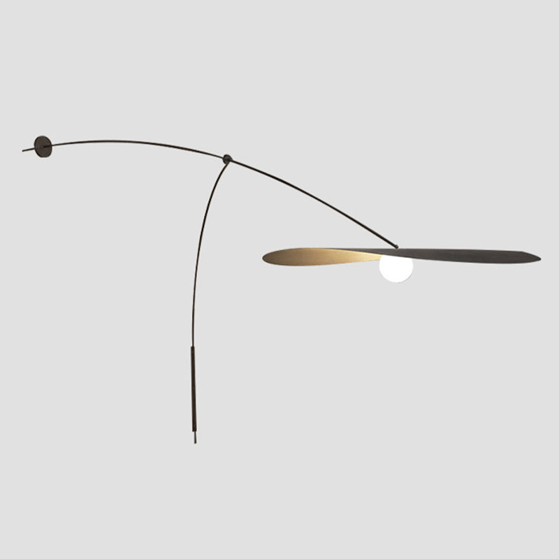 Postmodern Lotus Leaf Shaped Wall Lamp Metal 1-Light Bedroom Wall Light with Balance Arm