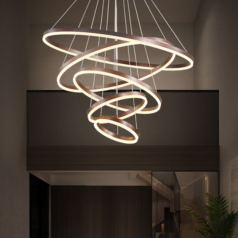 Orbicular Chandelier Lighting Fixtures Modern Coffee Hanging Chandelier with Silica Gel Shade