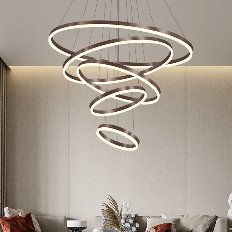 Orbicular Chandelier Lighting Fixtures Modern Coffee Hanging Chandelier with Silica Gel Shade