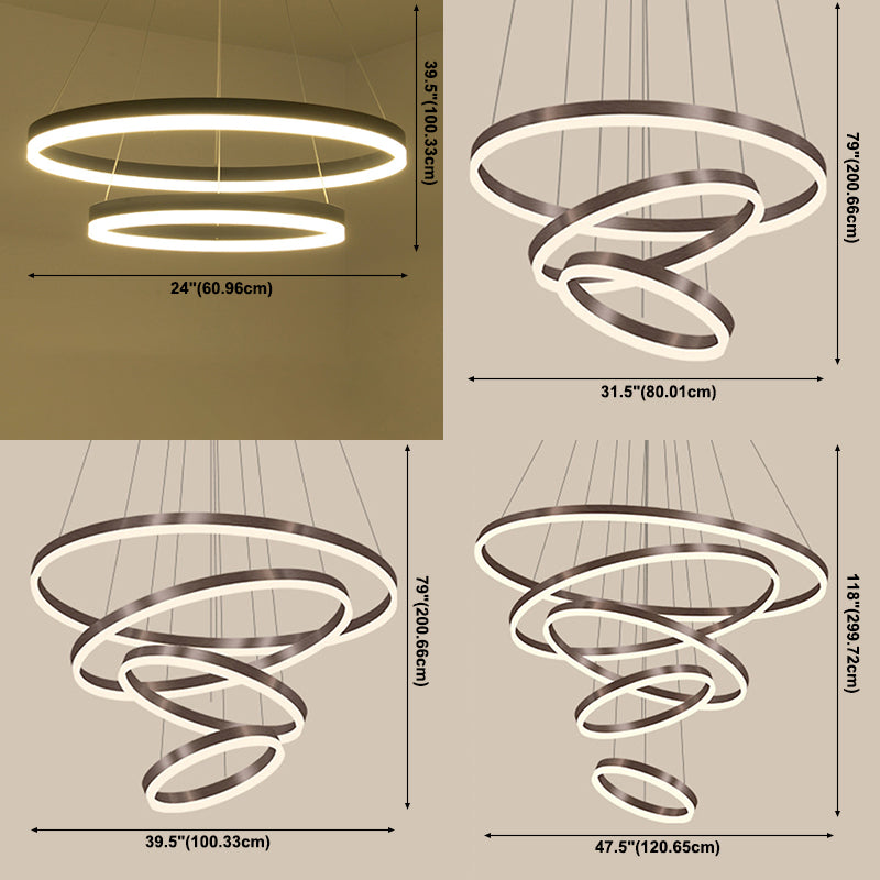 Orbicular Chandelier Lighting Fixtures Modern Coffee Hanging Chandelier with Silica Gel Shade