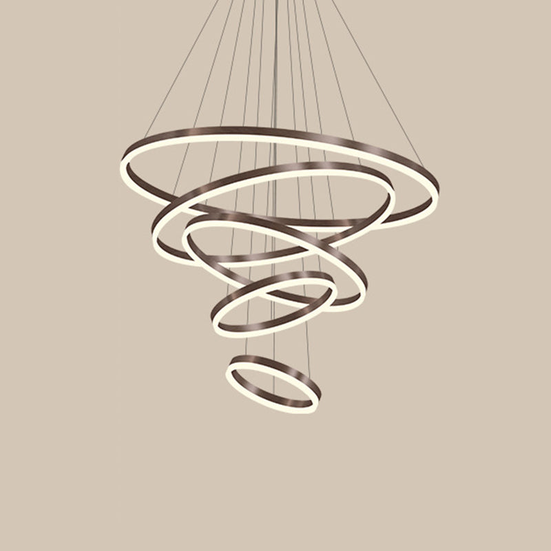 Orbicular Chandelier Lighting Fixtures Modern Coffee Hanging Chandelier with Silica Gel Shade