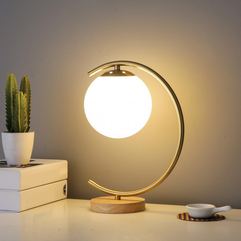 Ultra-modern Simplicity Globe Table Lamp White Glass Nightstand Lamp for Bedroom