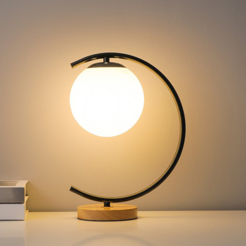 Ultra-modern Simplicity Globe Table Lamp White Glass Nightstand Lamp for Bedroom