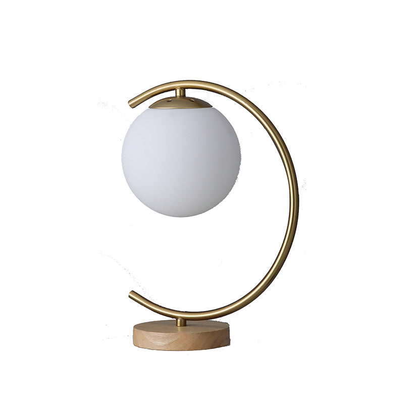 Ultra-modern Simplicity Globe Table Lamp White Glass Nightstand Lamp for Bedroom