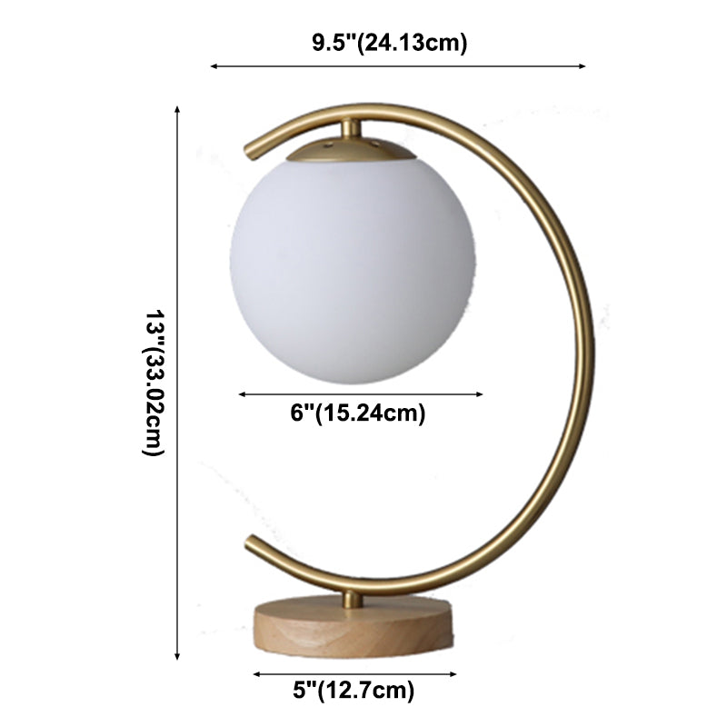 Ultra-modern Simplicity Globe Table Lamp White Glass Nightstand Lamp for Bedroom