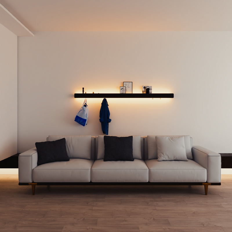 Linear Wall Light Fixture Nordic Metal Foyer LED Wall Lighting with Storage Rack Design