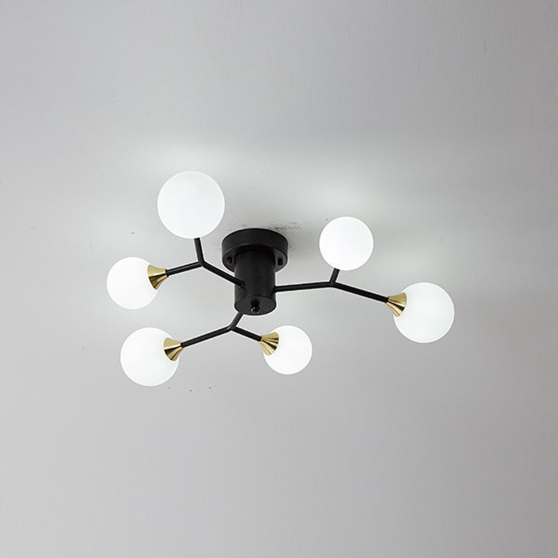 Nordic Modern Minimalist Glass Flush Mount Lamp with Glass Shade for Sitting Room