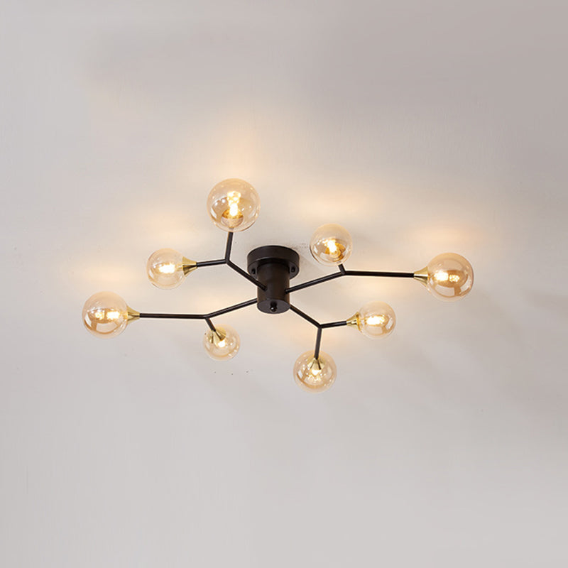 Nordic Modern Minimalist Glass Flush Mount Lamp with Glass Shade for Sitting Room