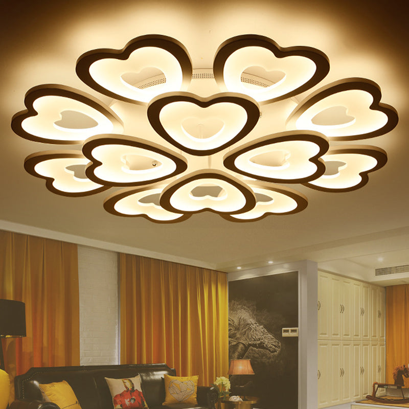 Heart Semi Flush Mount Light Fixture Simplicity Acrylic Ceiling Mount Chandelier for Bedroom
