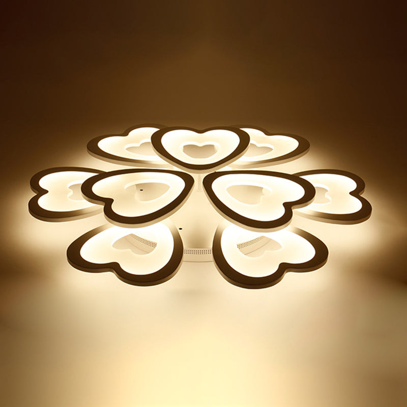 Heart Semi Flush Mount Light Fixture Simplicity Acrylic Ceiling Mount Chandelier for Bedroom