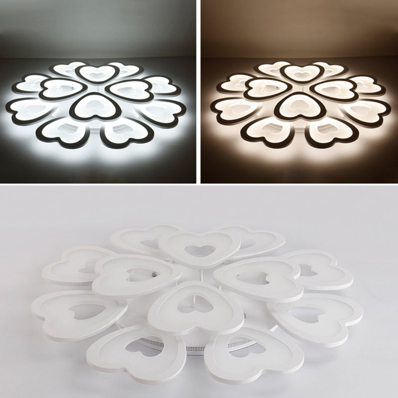 Heart Semi Flush Mount Light Fixture Simplicity Acrylic Ceiling Mount Chandelier for Bedroom