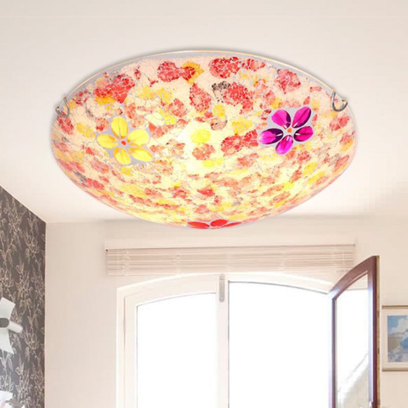 2/3 Verlichting Bloemen Flush Mount Verlichting Tiffany Rood Gekleurd Kunst Glas Flush Light Armatuur, 12 "/16" /19.5 " Wide