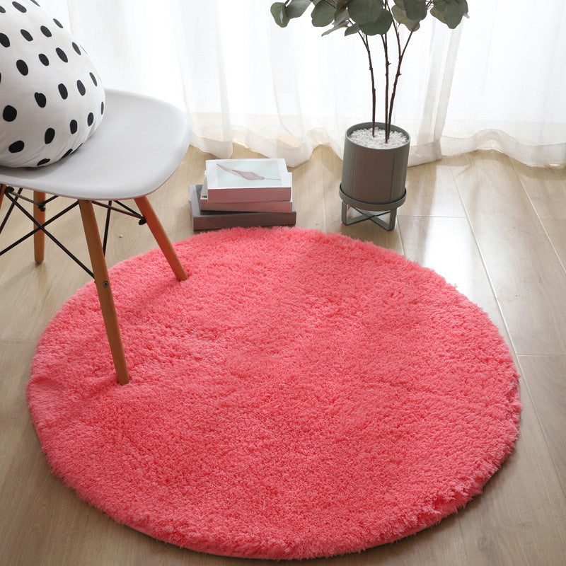 Minimalist Indoor Round Rug Solid Color Rug Polyester Stain Resistant Area Rug for Living Room