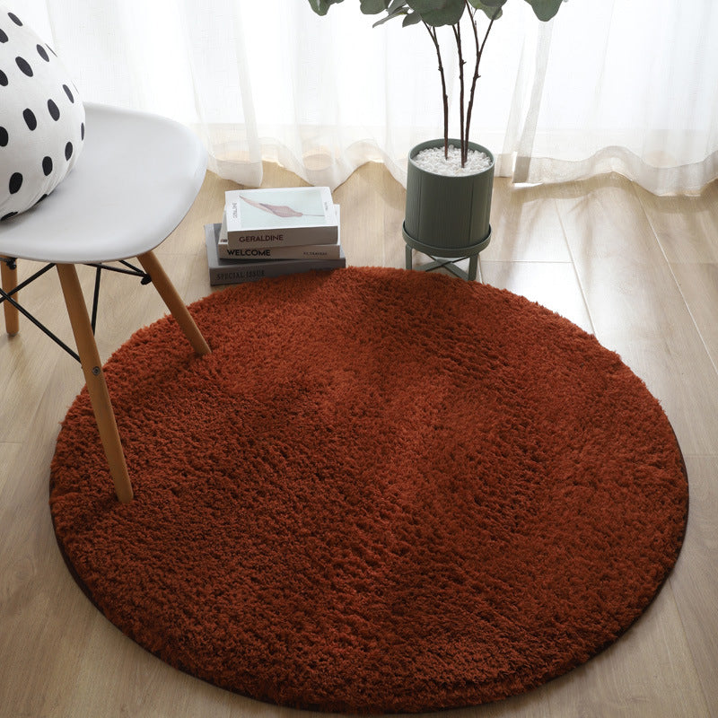 Minimalistischer runder Teppich für den Innenbereich, einfarbiger Teppich, schmutzabweisender Polyester-Teppich für das Wohnzimmer