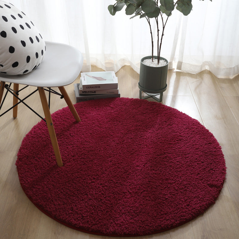 Minimalist Indoor Round Rug Solid Color Rug Polyester Stain Resistant Area Rug for Living Room