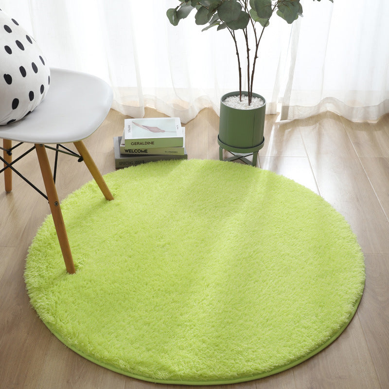 Minimalist Indoor Round Rug Solid Color Rug Polyester Stain Resistant Area Rug for Living Room
