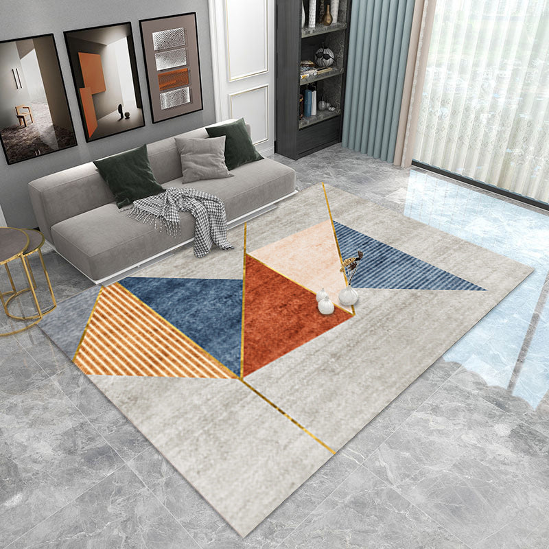 Grey Modern Carpet Polyester Graphic Carpet Stain Resistant Carpet for Living Room