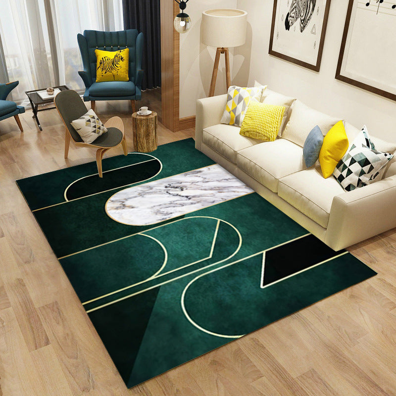Grey Modern Carpet Polyester Graphic Carpet Stain Resistant Carpet for Living Room