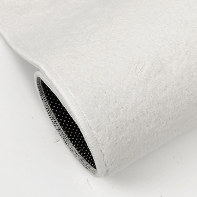 Fancy Solid Color Area Rug White Polyester Area Carpet Non-Slip Backing Rug for Home Decor