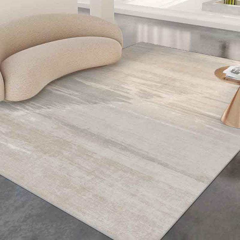 Modern Beige Area Rug Color Block Polyester Area Carpet Non-Slip Backing Rug for Home Decor