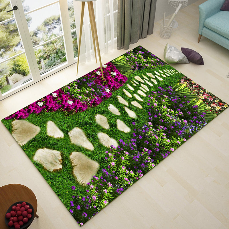 Yellow Modern Carpet Polyester Sunflower Carpet Stain Resistant Carpet for Living Room