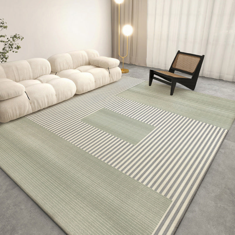 Modern Beige Area Carpet Color Block Polyester Area Rug Non-Slip Rug for Home Decor