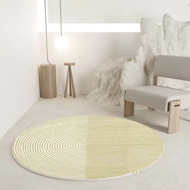 Beige Modern Carpet Polyester Striped Carpet Non-Slip Backing Carpet for Living Room