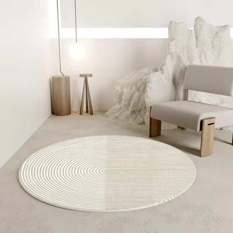 Beige Modern Carpet Polyester Striped Carpet Non-Slip Backing Carpet for Living Room