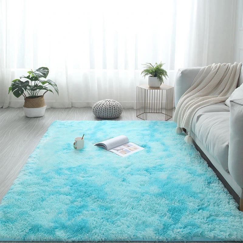 Grey Casual Indoor Rug Polyester Tie-Dye Rug Non-Slip Backing Rug Home Decor