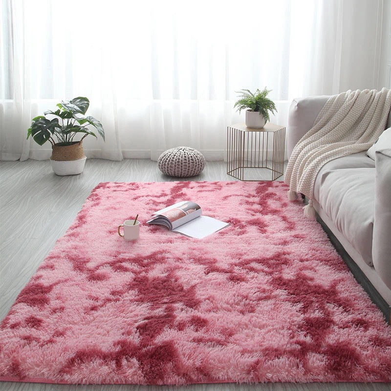 Grey Casual Indoor Rug Polyester Tie-Dye Rug Non-Slip Backing Rug Home Decor