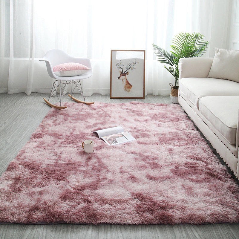 Grey Casual Indoor Rug Polyester Tie-Dye Rug Non-Slip Backing Rug Home Decor