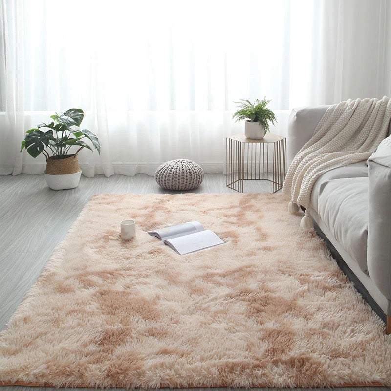 Grey Casual Indoor Rug Polyester Tie-Dye Rug Non-Slip Backing Rug Home Decor