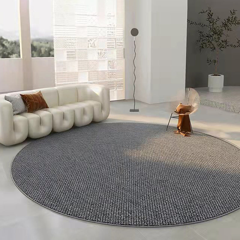 Grey Modern Area Rug Solid Color Polyester Area Carpet Non-Slip Rug for Home Decor