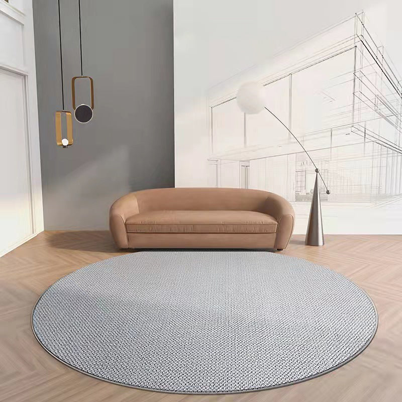 Grey Modern Area Rug Solid Color Polyester Area Carpet Non-Slip Rug for Home Decor